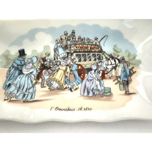 LIMOGES-PORCELAIN-TRINKET/DISPLAY DISH-Scalloped Edges-L' Omnibus . 1830-France - Picture 11 of 11